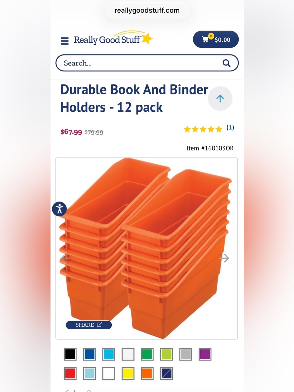Teacher/Classroom Durable Book and Binder Holders - 12 Pack (Really Good Stuff)